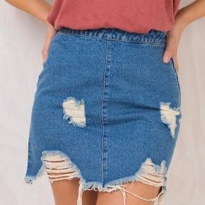 Minkpink distressed denim skirt